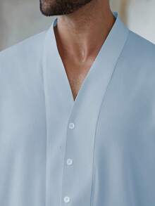 Manfinity Homme Męska koszula casualowa w jednolitym kolorze, w dużym rozmiarze, na jesień