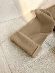 EMERY ROSE New Fashion Autumn/Winter Round Neck Fluffy Loose Casual Slouchy Knitted Wide Leg Pants & Sweater 2 Pieces Set - Brown - View 7