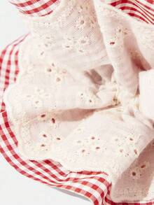 Maija Dây buộc tóc họa tiết kẻ caro kiểu dáng thường ngày - Đỏ - Xem 3