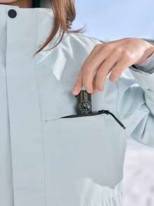 In My Nature 女士字母印花长袖休闲连帽户外风衣夹克 - 淺藍色 - 查看 2