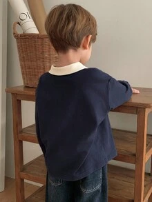 DAZY 儿童男童休闲字母印花修身T恤，日式/自然风格，秋季