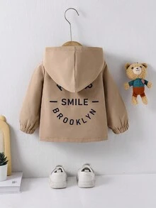 Abrigo reversible de manga larga con capucha, estilo deportivo casual de color contrastante, adecuado para salidas diarias, reuniones, deportes, otoño/invierno para bebé niño - Multicolor - Ver 3