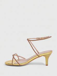 CUCCOO TILAWA 女士时尚优雅水晶装饰高跟凉鞋 - 金色 - 查看 4