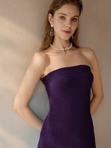 MOTF PREMIUM 斜裁直筒连衣裙 - 紫色 - 查看 7