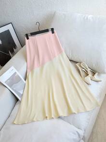 Franclia Women's Elegant Slim-Fit Colorblock Skirt, Stylish Design For Casual - Multicolor - View 3