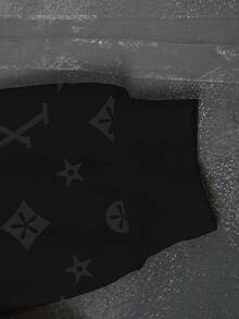 Manfinity Dauomo 男士全印花长袖休闲套头圆领卫衣，秋季款 - 黑色 - 查看 4