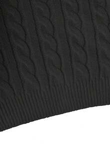 SHEIN Tween Girls Sweaters 1 Piece Tween Girls' Cable Knit Cropped Sweater - Round Neck Puff Sleeve Pullover, Minimalist Twisted Rope Design Lightweight Top For School & Casual Wear, Spring/Fall Cute Outfit