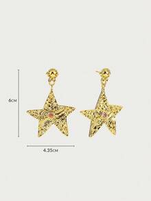 Glisma 1 Pair 18K Gold-Plated Fashionable Ocean Series Starfish Pendant Earrings For Women,Party,Night Club,Shopping,Vintage,PREMIUM,Zirconia,Rhinstone,Western Jewelry,Old Money,Gemstone,Outfits,Fall/Autumn/Winter,For Mom/Women/Girl/Mother,Premium