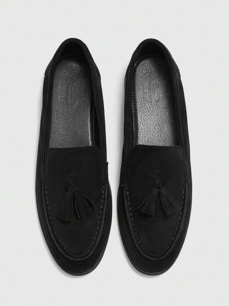 CUCCOO BIZCHIC Women's Fashion Black Suede Fringe Comfortable Casual Loafers, Suitable For Commuting, Outdoor, Travel, Shopping, Work, Daily Wear For Christmas Spring Shoes