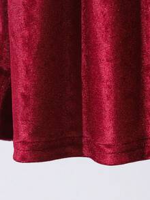 Glamorique Kids Mädchen Vintage elegantes Samt-Perlen-Dekor Ausschnitt rundhals Puffärmel Taille hoch A-Linie Midi-Kleid