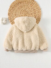 Cozy Pixies Baby Girl/Boy Thick Thermal Lined Hooded Long Sleeve Zip-Up Jacket, Warm Winter Coat - Apricot - View 2