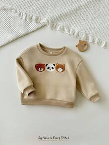 Cozy Pixies 男婴卡通动物图案针织柔软圆领长袖套头衫