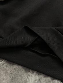 Manfinity Homme Sudadera holgada de cuello redondo con estampado navideño de cerveza para hombres talla grande en color negro, adecuada para fiestas navideñas, regalo para esposo/novio, otoño/invierno