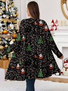 EMERY ROSE Damen Große Größen Loose Fit Langarm Strickjacke, Weihnachtsmuster, geeignet für Herbst/Winter