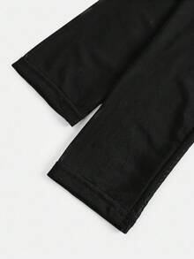 Firerie Kids Firerie Kids Tween Girls Black Solid Color Round Neck Long Sleeve Mesh Mini Snug Fit Ruched Dress, Autumn/Winter Mesh Dress Women Long Sleeve Dress Bodycon Dress Black Dress Long Sleeve Dress - Black - View 5