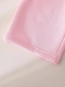 SHEIN 2件組 粉色保暖內裡針織運動外套，附可愛蝴蝶結袖口與寬腿長褲，適合女嬰，適用秋冬，休閒日常穿著、外出及聖誕節 - 粉色 - 查看 6