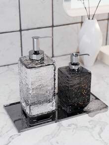 1 件浴室乳液瓶和泡沫瓶，适用于洗发水、沐浴露、护发素、液体肥皂，300ml/400ml 灰白塑料水波纹可再填充空洗发水泵瓶，浴室盥洗用品，易于清洁和使用 - 彩色 - 查看 8