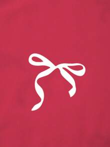 SHEIN Sparklyn Teen Girl Red Digital Print Sweatshirt With Black Bow Black Skinny Pants, Comfortable & Fitted Fall Winter