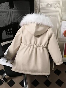 Sparklyn Young Girl' Pink Composite Jacket With Detachable Hood And Fur Collar, Casual Everyday Wear
