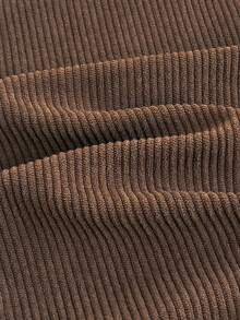 SWAVVY 男士宽松字母印花 Polo 领长袖套头衫，秋冬休闲款 - 咖啡棕 - 查看 5