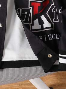 SHEIN 1件Tween男童红色印花休闲背心 - 黑色 - 查看 7