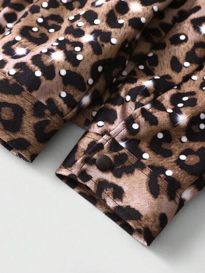 Street Life Men's Leopard Print & English Text Graphic Thermal Lined Street Style Jacket, Autumn/Winter