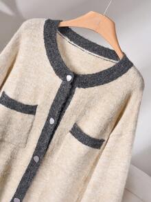 CosyJoli Plus Size Elegant French Floral Sheer Minimalist Sophisticated Casual Versatile Knit Cardigan For Women Autumn Winter Clothes For Women