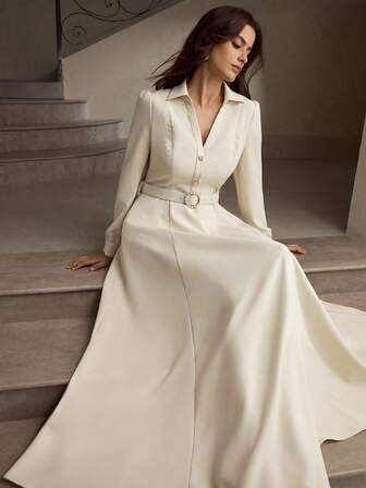 ZEYLAH Elegant och chic minimalistisk damklänning medellång midja