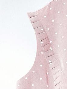 GlowEve CURVE 大码圆点无袖背心，褶边设计，宽松仿口袋无领夹克 - 粉色 - 查看 7