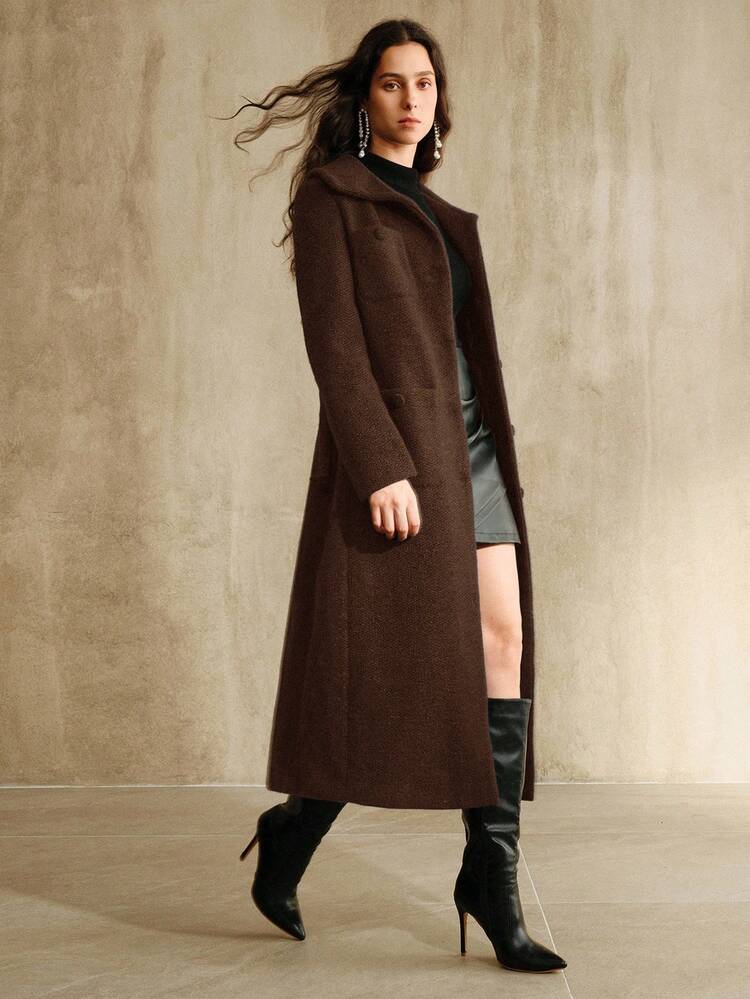 Women's Long Waist Cinched Luxury Oversized Pocket Fashionable Overcoat