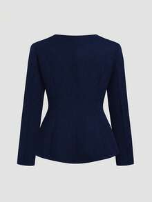 SHEIN Sweetro Áo khoác trang trí khóa kim loại thường ngày cỡ lớn dành cho người đi làm - Màu xanh hải quân - Xem 2