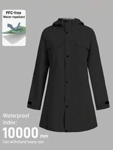 In My Nature 户外女式无氟防水雨衣，适合露营、徒步旅行和通勤 - 黑色 - 查看 1