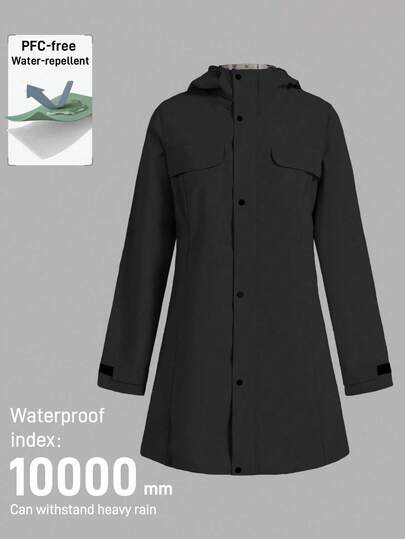In My Nature Fluorfri vattentät regnjacka utomhus för kvinnor, lämplig för camping, vandring och pendling