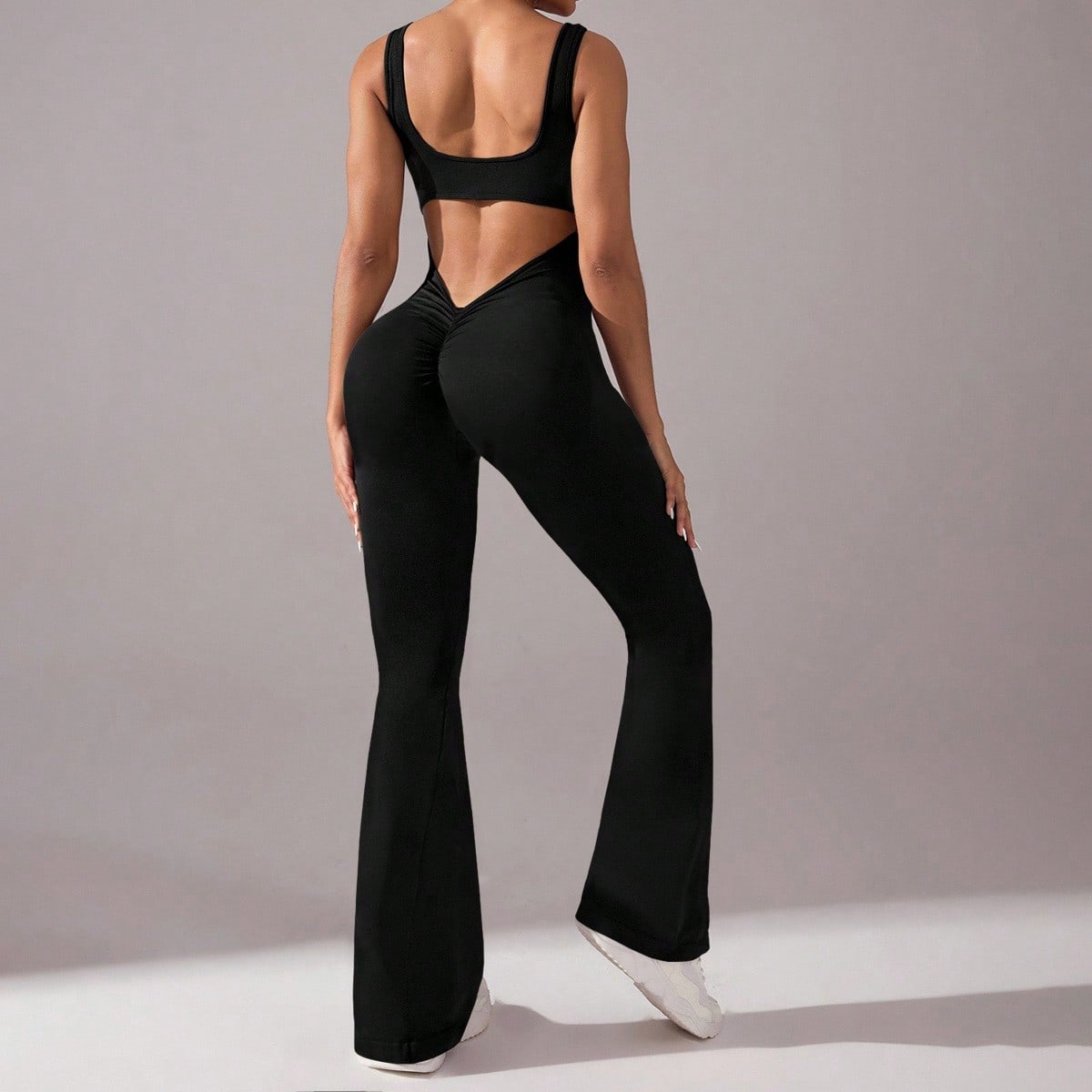 Mono de yoga sin costuras para mujeres con espalda en forma de gran U, cintura en V profunda y diseño sexy, perfecto para el uso diario de deportes.