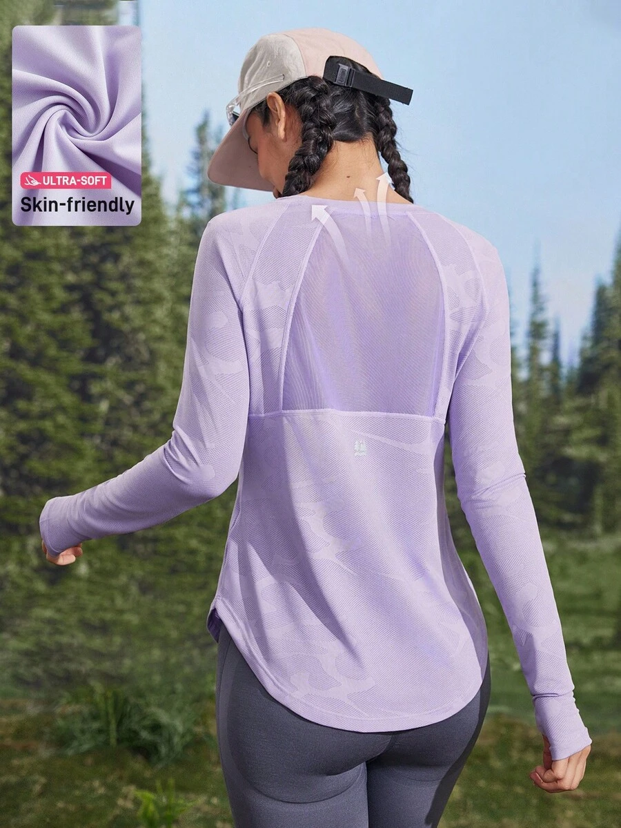 In My Nature Damska koszulka do jogi, pilatesu, fitnessu sportowego, biegania, treningu, z elastycznej, oddychającej siateczki, z krótkim rękawem, fioletowa, letnia