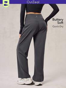 OutZeal 女士柔软高腰直筒运动裤，带口袋，适合日常休闲秋冬穿着