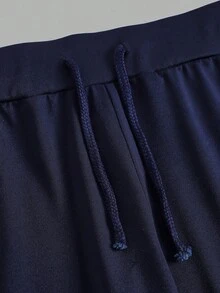 SHEIN Teen Girls Off Shoulder Long Sleeve T-Shirt & Printed Pants Co-Ord Set Pants And Top Set Bell Bottoms Girl 2 Piece Set Teen Two Piece Long Sleeve Set Breezy Two Piece Teen Set Girls Pants And Top Fall Winter - Blue and White - View 5