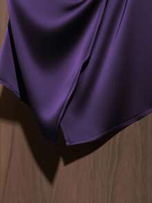 GlowEve 女式蝴蝶结领褶无袖衬衫 - 紫色 - 查看 3