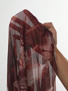 SHEIN PETITE Tie Dye Drawstring Side Ruched Mesh Bodycon Dress For Music Festival Outfits