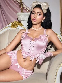 FairyFlirt 粉色爱心系带公主风内衣 - 粉色 - 查看 2