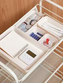 Boîte de rangement en plastique blanc 4 6 5 9 pièces Ensemble d'organisateurs à tiroirs Plateau multifonctionnel pour salle de bain, coiffeuse, maquillage, cosmétiques, chambre, cuisine, bureau, petits outils. Solution de rangement et de décoration pour la maison - Blanc - Voir 8
