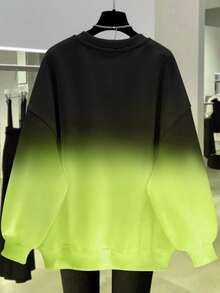 EMERY ROSE 新品畅销渐变色常规版型女式加大码圆领卫衣 - 綠色 - 查看 2