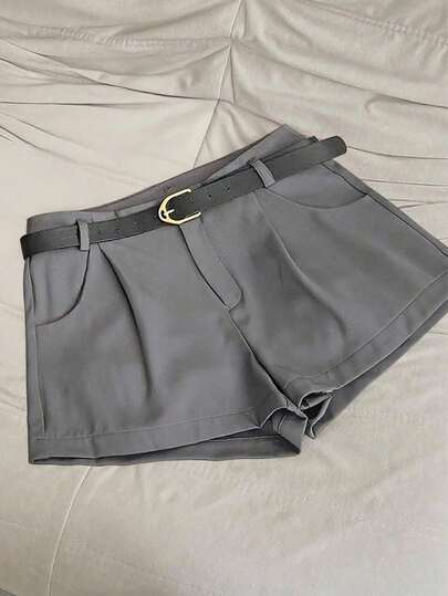 INAWLY Plus Size Casual Solid Color Shorts, Summer