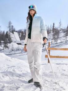 In My Nature Women's Ombre Color Zipper Front Outdoor Winter Jacket - Blue - View 7