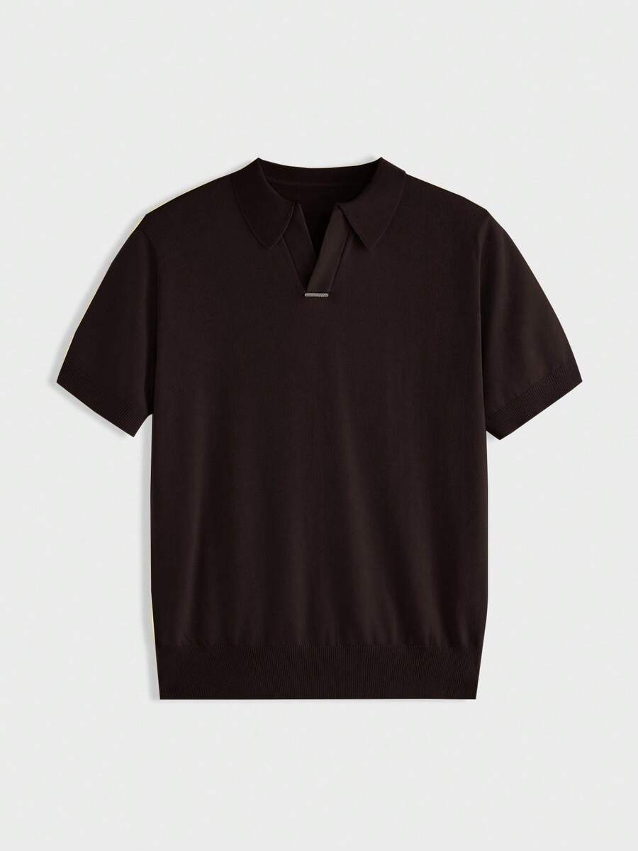 AKNOTIC Business Casual Áo len dệt kim cổ chữ V đơn giản, màu trơn, thoải mái khi đi làm hàng ngày dành cho nam - Cà phê nâu - Xem 1