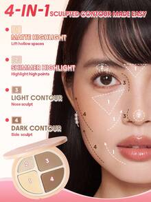 SHEGLAM Hypersculpt 提亮修容彩妝盤-Warm, 多用途啞光調色盤，適用於提亮、腮紅、修容、眼影和塑形粉 品牌 美容 化妝 化妝品 適合女性與女孩 完美搭配冬季 Y2K 時尚 流行 生日禮物 假期 派對準備就緒 最佳顏色