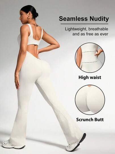 Yoga Basic 无缝瑜伽连体裤/性感低背/深 V 背部/多功能休闲运动服全身背部/多功能休闲运动服