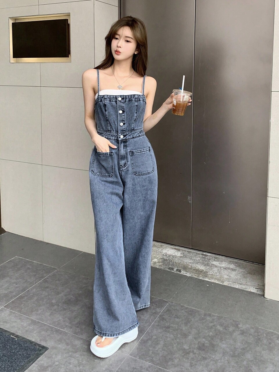 Women's Casual Washed Denim Bib Overalls And Jumpsuit Petite