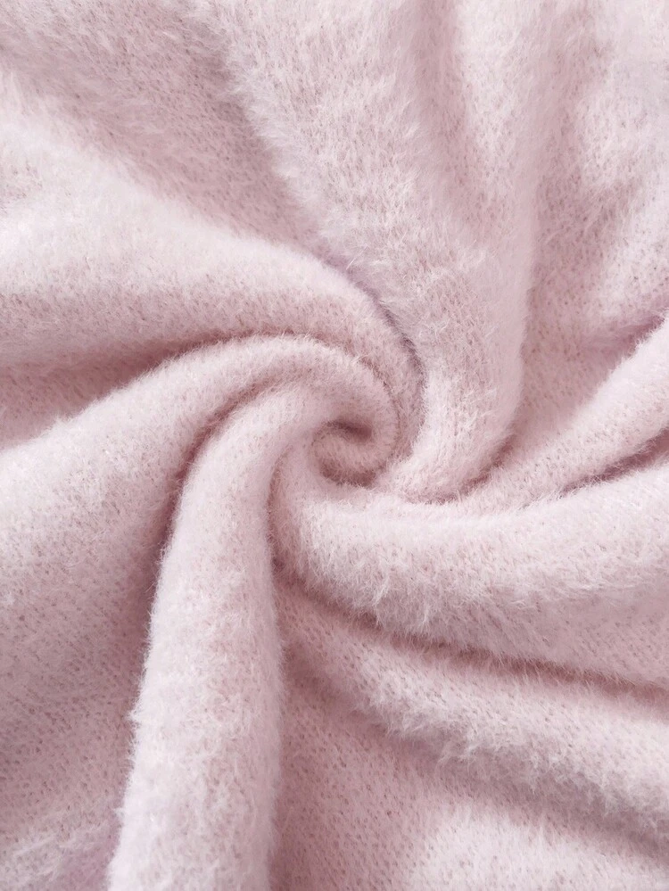 Easowa Nuevo suéter holgado y suave de punto esponjoso de estilo casual para otoño/invierno para mujeres - Rosa - Añade 7