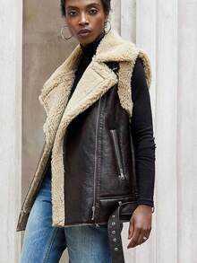 Aveloria Modichic New Fashionable Versatile Women Casual Loose Faux Fur Vest Jacket - Brown - View 4